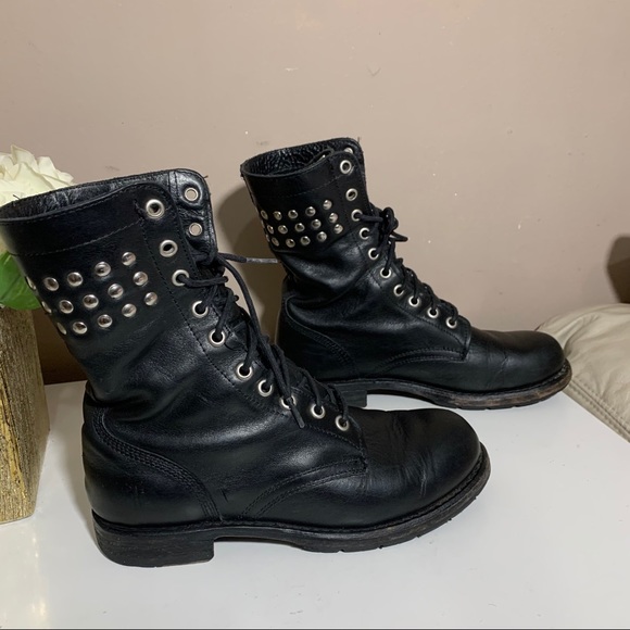 SOLD Frye Rogan Stud Lace Up Boots Fold Over - Picture 6 of 13